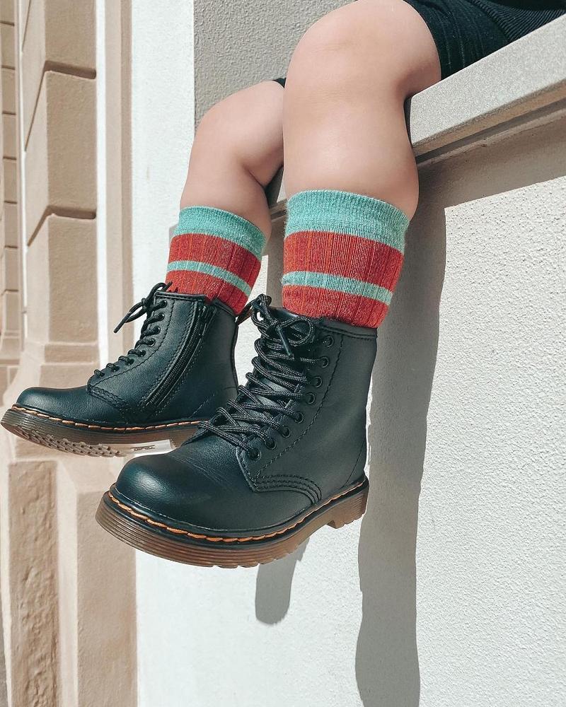 Dr Martens Toddler 1460 Softy T Læder Snørestøvler Børn Sort | DK 705PJJ